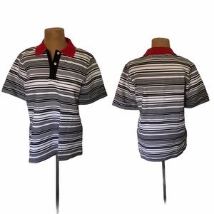 Etre Cecile Stripe Cotton Black White Red Top NWOT
